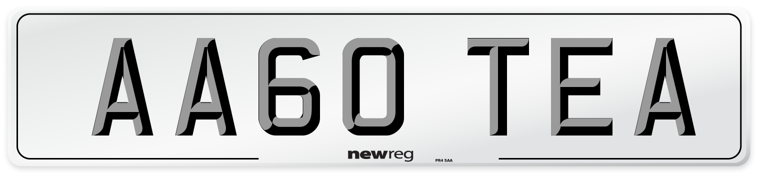 AA60 TEA Number Plate from New Reg